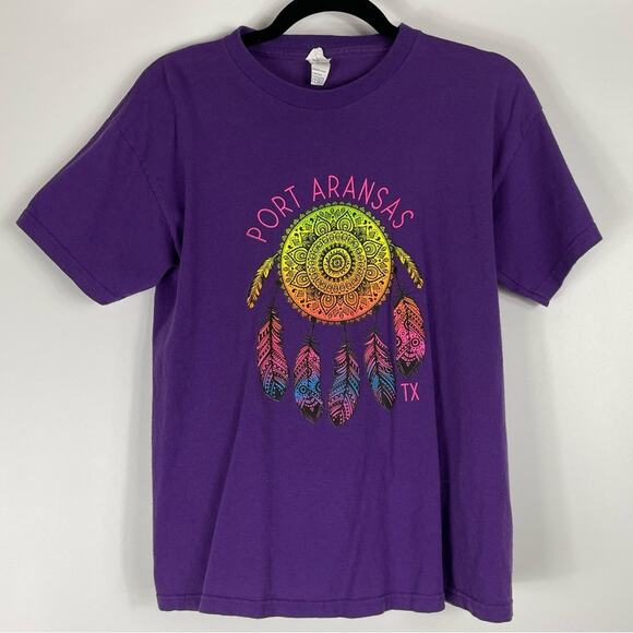 Port Aransas Texas Women's T Shirt  Rainbow Dream Catcher Purple Short Sleeve XL - Picture 1 of 6
